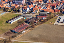 Luftaufnahme von Landwirtschaftliche Gebäude am Oberdorf in Rheinzabern im Bundesland Rheinland-Pfalz, Deutschland
