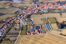 Schrägluftbild von Schmiedhof in Neupotz im Bundesland Rheinland-Pfalz, Deutschland