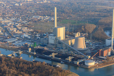 Luftaufnahme von Neubau am Rheinhafen Dampfkraftwerk der ENBW im Ortsteil Daxlanden in Karlsruhe im Bundesland Baden-Württemberg, Deutschland
