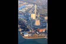 Neubau am Rheinhafen Dampfkraftwerk der ENBW im Ortsteil Daxlanden in Karlsruhe im Bundesland Baden-Württemberg, Deutschland aus der Luft betrachtet