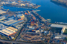 Schrägluftbild von Hafen Germersheim im Bundesland Rheinland-Pfalz, Deutschland