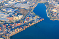 Hafen Germersheim im Bundesland Rheinland-Pfalz, Deutschland vom Flugzeug aus