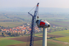 Windkraftanlagenbaustelle in Gabsheim im Bundesland Rheinland-Pfalz, Deutschland aus der Luft
