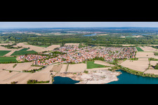 Panorama Perspektive der Ortsansicht der Straßen und Häuser der Wohngebiete in Leimersheim im Bundesland Rheinland-Pfalz, Deutschland