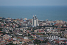 Lido di Jesolo im Bundesland Metropolitanstadt Venedig, Italien aus der Luft betrachtet