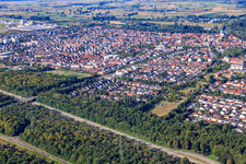 Luftbild von Stadtansicht von Nordosten in Ketsch im Bundesland Baden-Württemberg, Deutschland