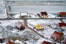 Neubaugebiet NO im Winter bei Schnee im Ortsteil Schaidt in Wörth am Rhein im Bundesland Rheinland-Pfalz, Deutschland aus der Luft betrachtet