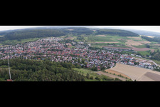 Panorama vom Ortsbereich und der Umgebung im Ortsteil Stammheim in Calw im Bundesland Baden-Württemberg, Deutschland