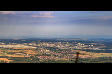 Blick bis Sindelfingen, Einflugschneise im Ortsteil Darmsheim im Bundesland Baden-Württemberg, Deutschland