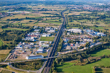 Luftbild von Industriegebiet an der B3n im Ortsteil Steinbach in Baden-Baden im Bundesland Baden-Württemberg, Deutschland
