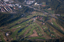 Ortsteil Beiertheim-Bulach in Karlsruhe im Bundesland Baden-Württemberg, Deutschland vom Flugzeug aus