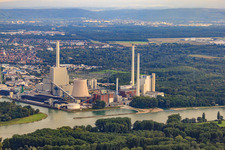 Rheinhafen-Dampfkraftwerk Karlsruhe der EnBW Energie Baden-Württemberg AG im Ortsteil Daxlanden, Deutschland aus der Luft betrachtet