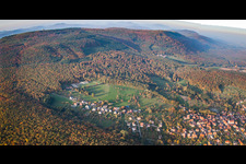 Luftaufnahme von Preuschdorf im Bundesland Bas-Rhin, Frankreich