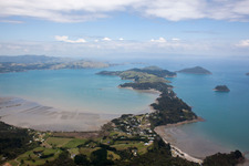 Schrägluftbild von Driving Creek im Bundesland Waikato, Neuseeland