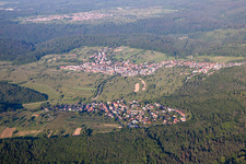Ortsteil Schluttenbach in Ettlingen im Bundesland Baden-Württemberg, Deutschland aus der Vogelperspektive