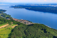 Luftbild von Stadt am Ufer des Überlinger Sees von Nordwesten in Sipplingen im Bundesland Baden-Württemberg, Deutschland