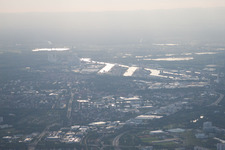 Luftbild von Karlsruhe von Osten im Ortsteil Grünwinkel im Bundesland Baden-Württemberg, Deutschland