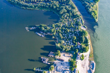 Luftbild von Camping an der Murgmündung in Steinmauern im Bundesland Baden-Württemberg, Deutschland