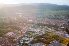 Luftaufnahme von Wissembourg im Bundesland Bas-Rhin, Frankreich