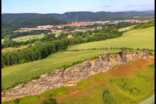 Luftaufnahme von Gegensteine der Teufelsmauer (Köingstein) im Ortsteil Weddersleben in Thale im Bundesland Sachsen-Anhalt, Deutschland