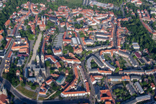 Stadtansicht von Halberstadt. Mit im Bild der Dom im Bundesland Sachsen-Anhalt, Deutschland