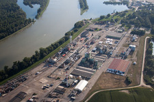 Luftbild von Lauterbourg, Rohm & Haas Industrie am Rhein im Bundesland Bas-Rhin, Frankreich