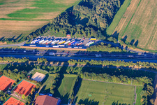 Rastplatz Birkenwäldle an der A8 im Ortsteil Hohenwettersbach in Karlsruhe im Bundesland Baden-Württemberg, Deutschland