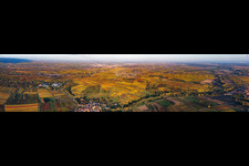 Panorama der Weinberge der südlichen Weinstraße von Heuchelheim bis Landau in Göcklingen im Bundesland Rheinland-Pfalz, Deutschland