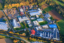Schrägluftbild von Industriegebiet Große Ahlmühle in Rohrbach im Bundesland Rheinland-Pfalz, Deutschland