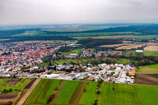 Luftbild von Gewerbegebiet Krautstückerweg im Ortsteil Liedolsheim in Dettenheim im Bundesland Baden-Württemberg, Deutschland