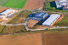 Neubau der ITK Engineering GmbH in Rülzheim im Bundesland Rheinland-Pfalz, Deutschland aus der Drohnenperspektive