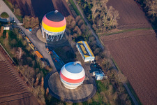 Kugel- Erdgasgas Speicher in Rastatt im Bundesland Baden-Württemberg, Deutschland