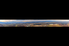 Panorama Rheinebene im Winter von Karlsruhe bis Haueneberstein in Muggensturm im Bundesland Baden-Württemberg, Deutschland