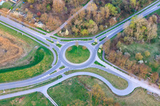 Kreisverkehr am Ende der Buchstr in Jockgrim im Bundesland Rheinland-Pfalz, Deutschland