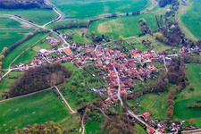 Dorfansicht aus Westen im Ortsteil Roth in Römhild im Bundesland Thüringen, Deutschland