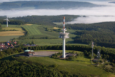 Luftbild von Fernmeldeturm Köterberg und Funkanlage STOB791884 und STOB790269 auf dem Köterberg in Lügde im Bundesland Nordrhein-Westfalen, Deutschland
