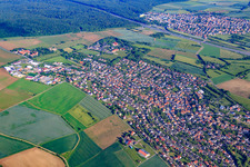 Luftbild von Ortsansicht von Norden (Hinter der A3 Kist) in Eisingen im Bundesland Bayern, Deutschland