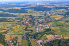 Luftbild von Ortsübersicht im Kraichgau aus Norden in Meckesheim im Bundesland Baden-Württemberg, Deutschland