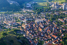 Stadtansicht aus Nordwesten in Schelklingen im Bundesland Baden-Württemberg, Deutschland
