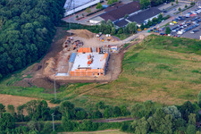 Schrägluftbild von EDEKA Neubau in der Lauterburger Straße in Kandel im Bundesland Rheinland-Pfalz, Deutschland