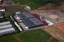 Industriegebiet mit Tyroo im Ortsteil Dorfborn in Neuhof im Bundesland Hessen, Deutschland