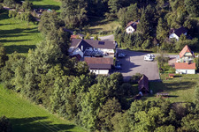 Waldgasthof Bienwaldmühle in Scheibenhardt im Bundesland Rheinland-Pfalz, Deutschland von oben