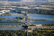 Luftbild von Staustufe Rheinau - Gambsheim im Ortsteil Freistett im Bundesland Baden-Württemberg, Deutschland