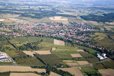 Schrägluftbild von Ortsteil Freistett in Rheinau im Bundesland Baden-Württemberg, Deutschland