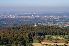 Ortsteil Grünwettersbach in Karlsruhe im Bundesland Baden-Württemberg, Deutschland vom Flugzeug aus
