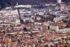 Karlsruhe von Südwesten im Ortsteil Innenstadt-West im Bundesland Baden-Württemberg, Deutschland