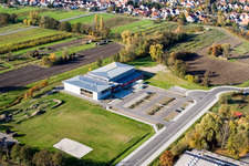 Bienwaldhalle Kandel im Bundesland Rheinland-Pfalz, Deutschland aus der Luft