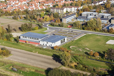Bienwaldhalle Kandel im Bundesland Rheinland-Pfalz, Deutschland von einer Drohne aus