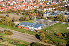 Bienwaldhalle Kandel im Bundesland Rheinland-Pfalz, Deutschland von der Drohne aus gesehen