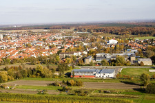 Bienwaldhalle Kandel im Bundesland Rheinland-Pfalz, Deutschland aus der Luft betrachtet